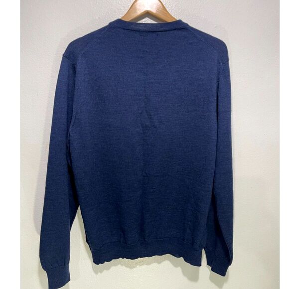Joseph & Lyman made in Italy sweater 100% extra fine merino wool blue men XL - Picture 3 of 6
